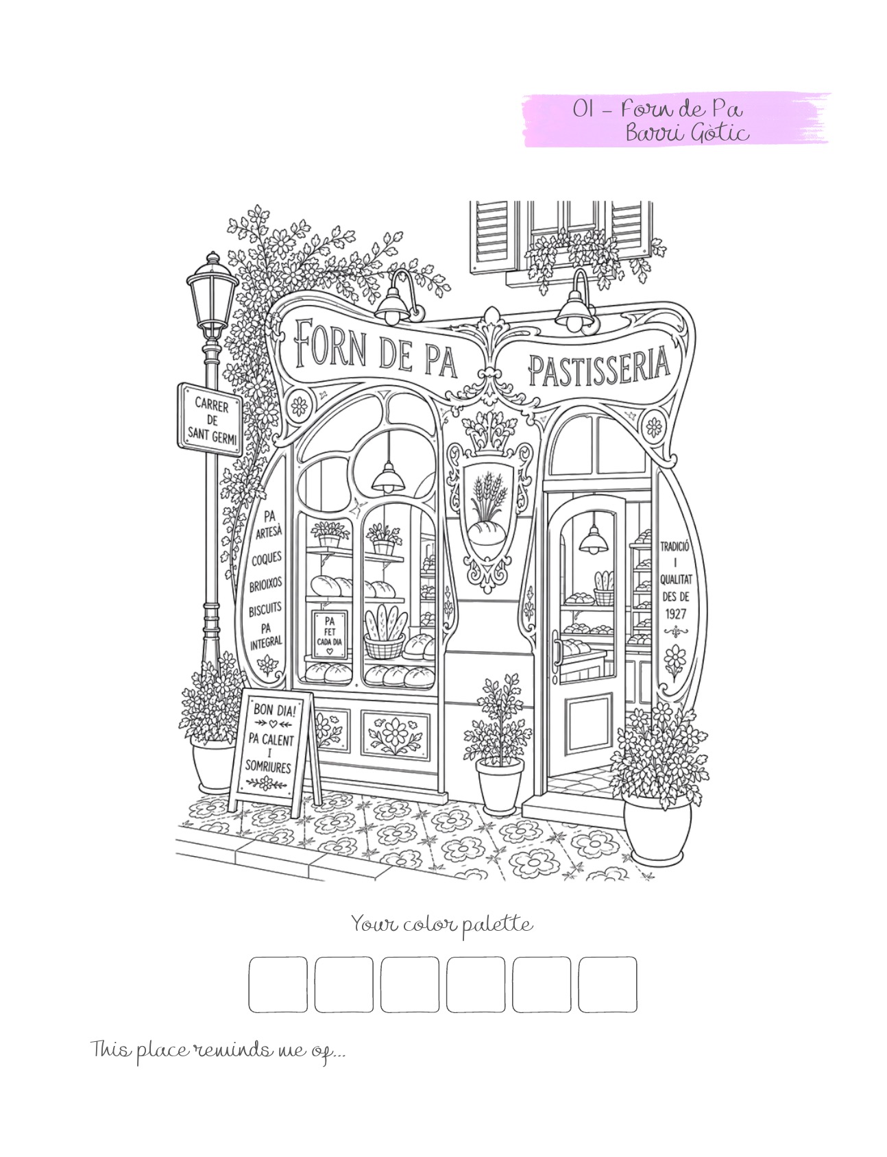 Barcelona Facades Collection — Coloring page