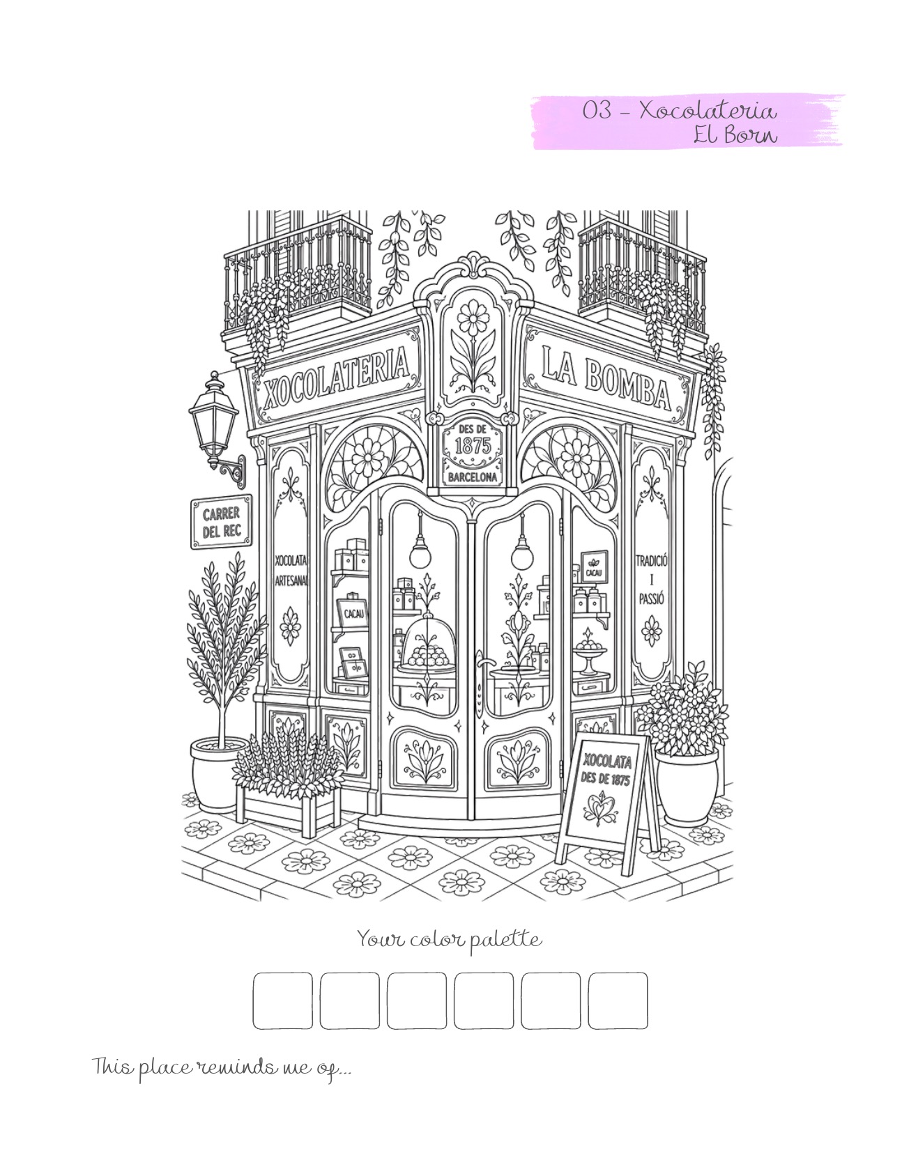 Barcelona Facades Collection — Coloring page