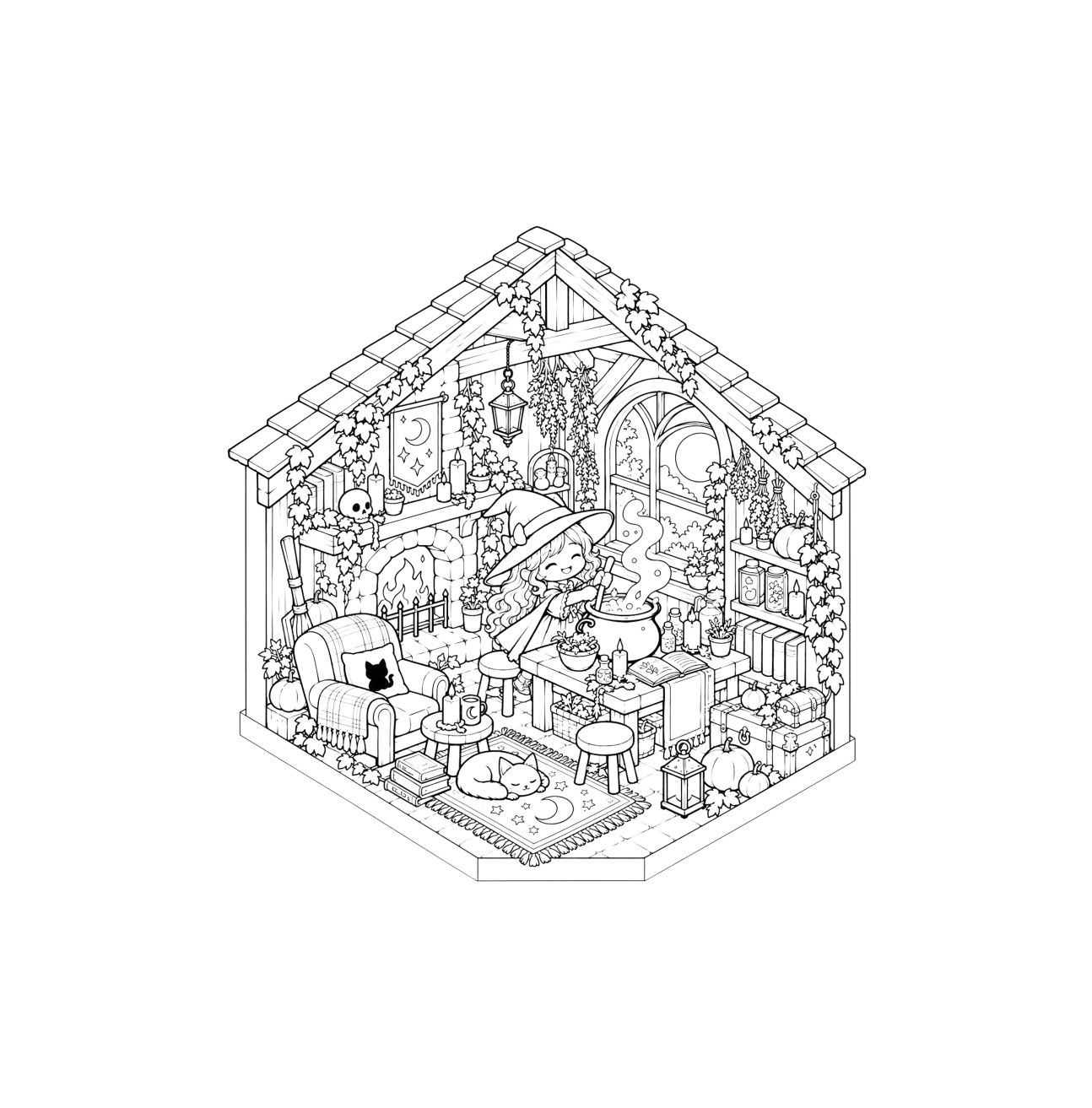 The Cozy Halloween Coloring Book — Coloring page