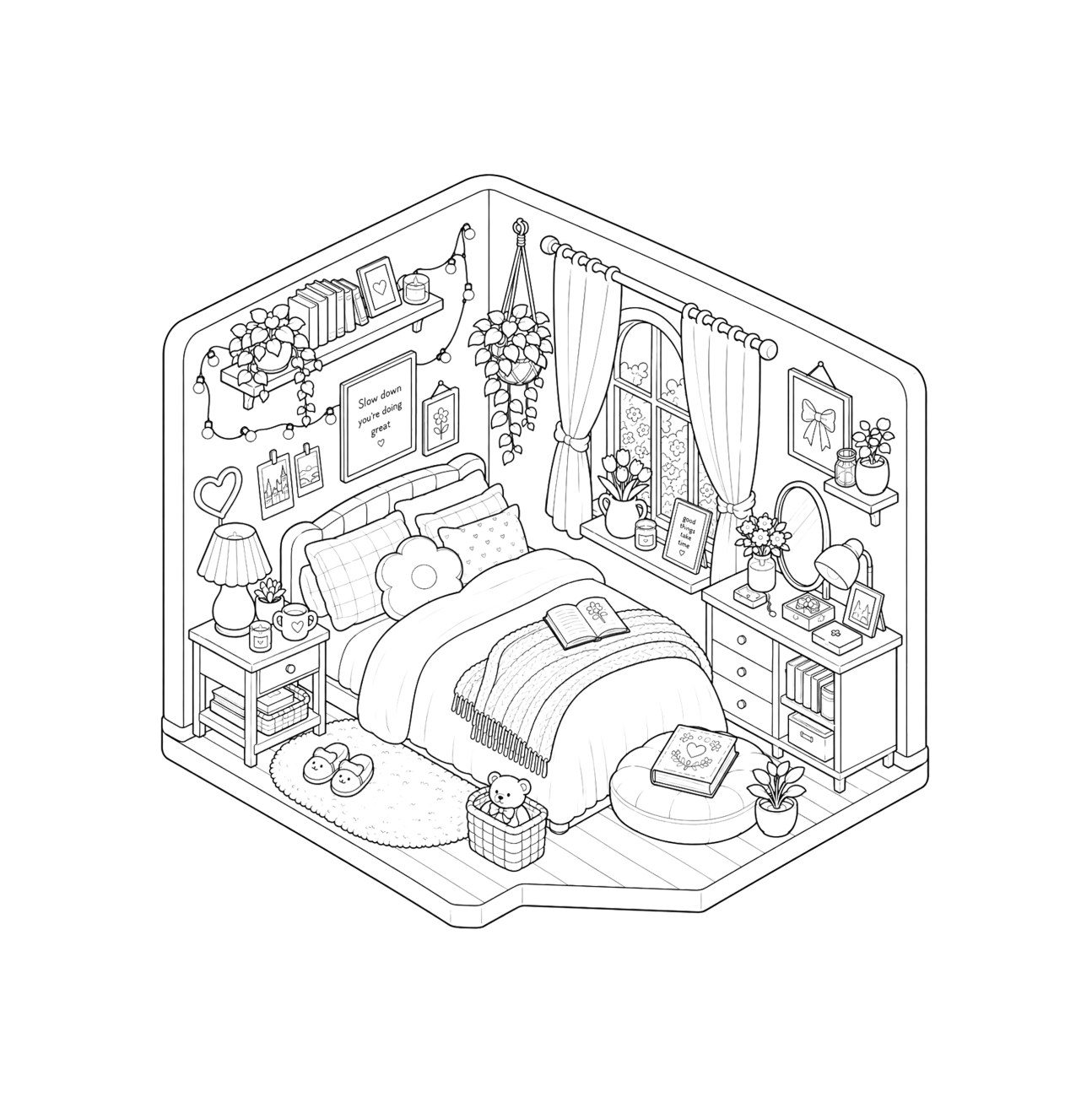 The Cozy Rooms Coloring Book — Coloring page