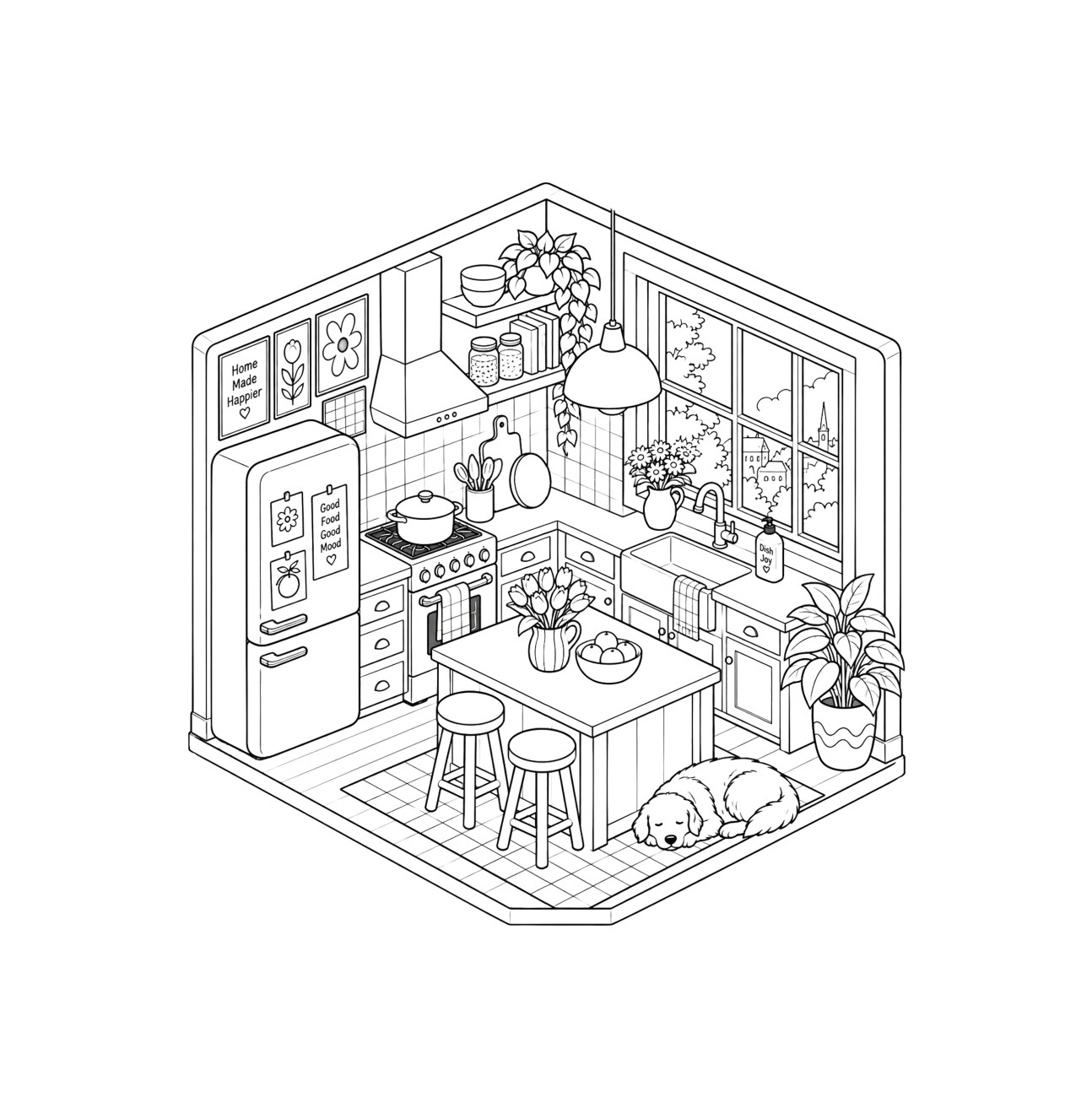 The Cozy Rooms Coloring Book — Coloring page