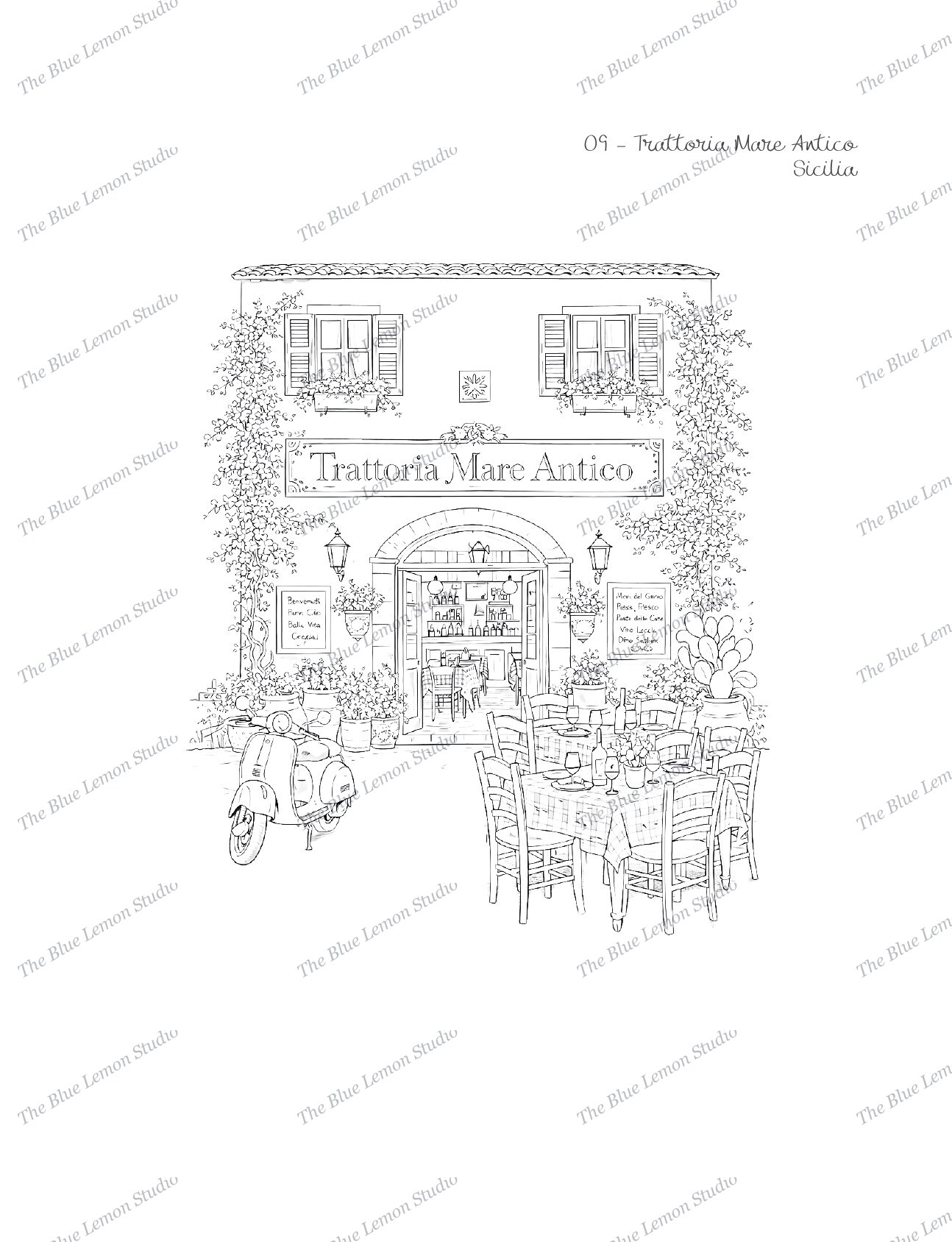 Italian Trattorias Collection — Coloring page